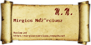 Mirgics Nárciusz névjegykártya